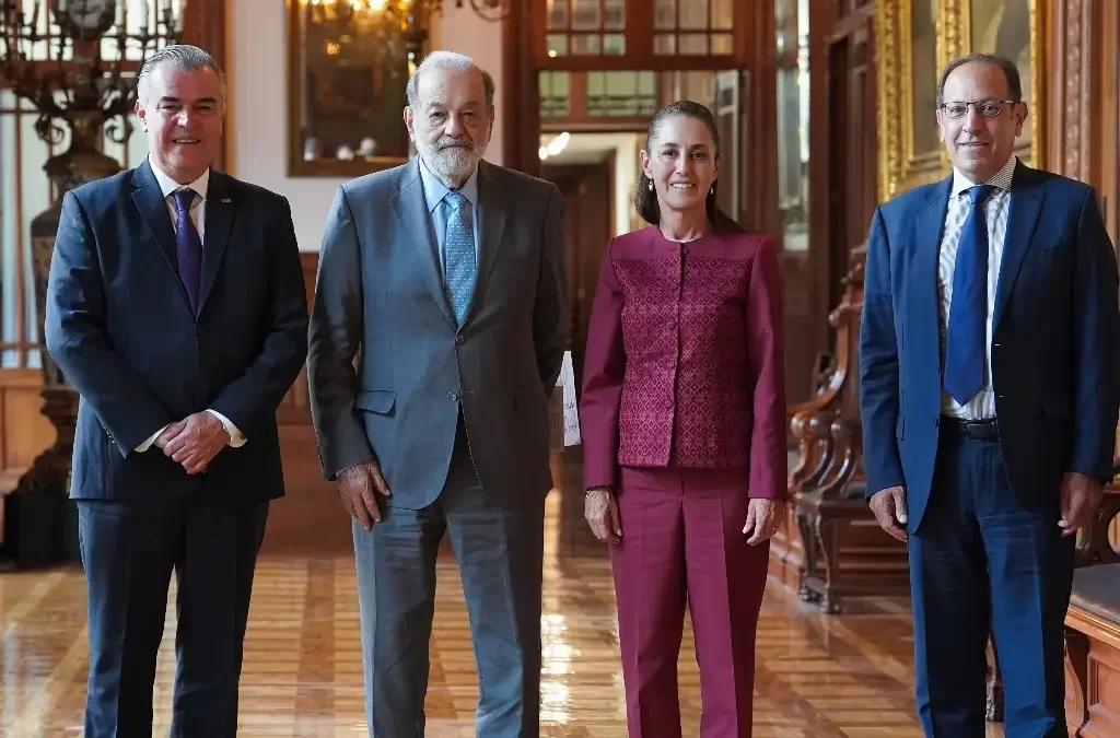 Sheinbaum se reúne con Carlos Slim por tercera ocasión, en Palacio Nacional